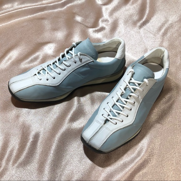 PRADA leather women sneakers shoes blue white 9 - Picture 2 of 15
